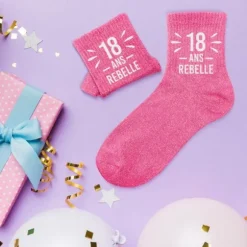 Chaussettes à paillettes pour anniversaire pour femme - Âge au choix