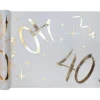 Chemin de Table Anniversaire - Blanc et Or - 40 ans