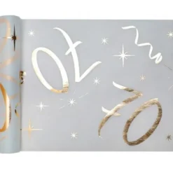 Chemin de Table Anniversaire - Blanc et Or - 70 ans