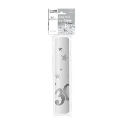 Chemin de Table Anniversaire Argent Métallisé - 5 m - Age au Choix