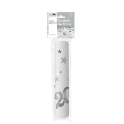 Chemin de Table Anniversaire Argent Métallisé - 5 m - Age au Choix