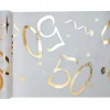 Chemin de Table Anniversaire - Blanc et Or - 50 ans
