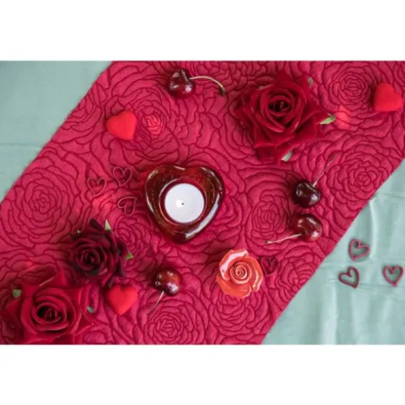Chemin de table avec jardin de roses - 28 cm x 3 m - Saint-Valentin