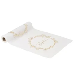Chemin de table "Baptême" - 28 cm x 5 m - Collection Baptême Crème et Or