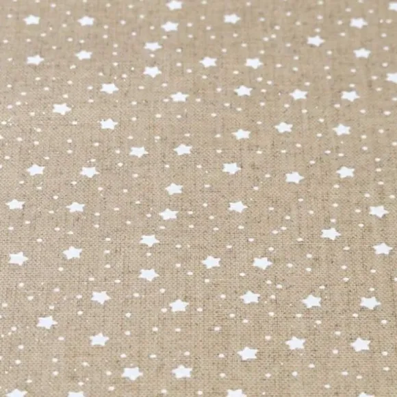 Chemin de Table Beige à Etoiles Blanches et Paillettes