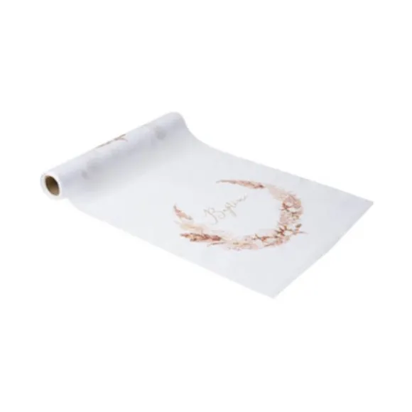 Chemin de table - Collection Pampas, Fleurs de Coton et Or