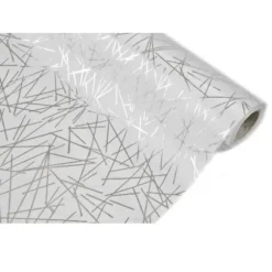 Chemin de Table Effet Satiné Pailleté - Blanc / Argent