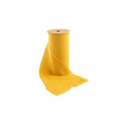 Chemin de table effiloché en mousseline de soie - Couleur au choix
