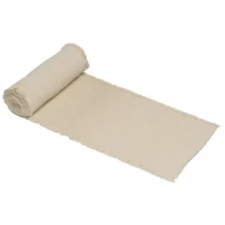 Chemin de table en coton blanc cassé - 30 cm x 3 m - Collection Voile de Douceur