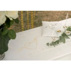 Chemin de Table en Coton "Just Married" - Or