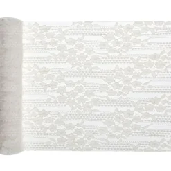 Chemin de table en dentelle - 28 cm x 2,5 m - Couleur Ivoire