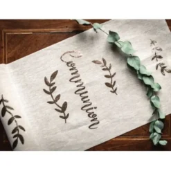 Chemin de Table en Lin "Communion" - Floqué Or