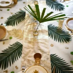Chemin de Table en Lin Tropi-Chic - Floqué Or
