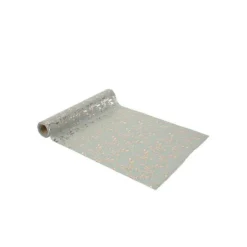 Chemin de table en mousseline - 28 cm x 3 m - Fleurs de Vigne - Vert Sauge et Or