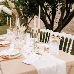 Chemin de table en mousseline - Collection Jolis Brins - Blanc et Or