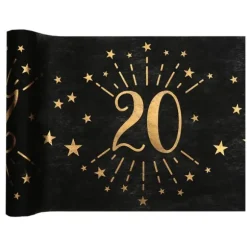 Chemin de table en polyester - 30 cm x 5 m - Collection Joyeux Anniversaire Étincelant Or - Âge au choix