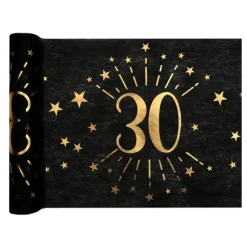 Chemin de table en polyester - 30 cm x 5 m - Collection Joyeux Anniversaire Étincelant Or - Âge au choix