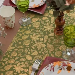 Chemin de table en polyester crêpe - 27 cm x 2,5 m - Collection Automne Doré