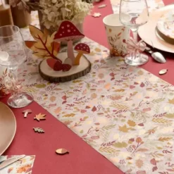 Chemin de table en polyester - 30 cm x 2,5 m - Collection Automne Doré