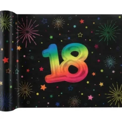 Chemin de table en polyester pour anniversaire - 30 cm x 3 m - Collection Festicolor - Âge au choix