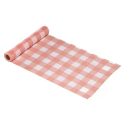 Chemin de table en tarlatane - Vichy Tangerine - 28 cm x 3 m - Collection Goûter Vitaminé