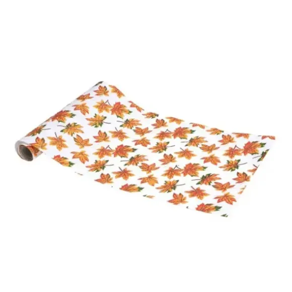 Chemin de table en tissu avec feuilles d'automne - 28 cm x 3 m