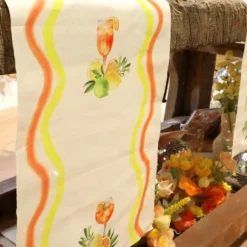 Chemin de table en tissu - 28 cm x 5 m - Collection Fizz Agrume