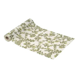 Chemin de table en tissu - 28 cm x 5 m - Collection Botanica Verde