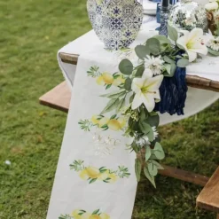 Chemin de table en tissu - 28 cm x 5 m - Collection Dolce Vita