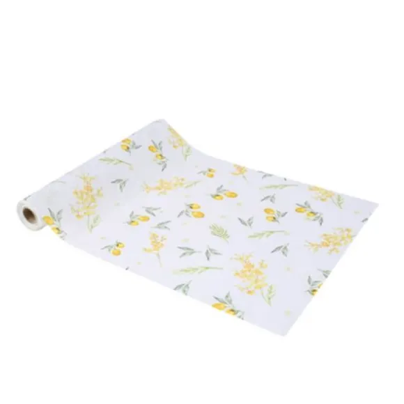 Chemin de table en tissu 28 cm x 5 M - Collection Mimosa