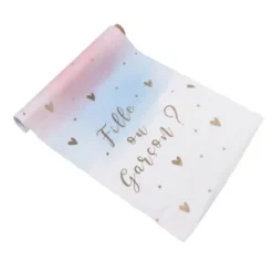 Chemin de table en tissu - Gender Reveal - Fille ou Garçon ? - 5 mètres