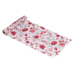 Chemin de table en tissu - Graceful Flowers - 28 cm x 3 m - Collection Parenthèse Élégante