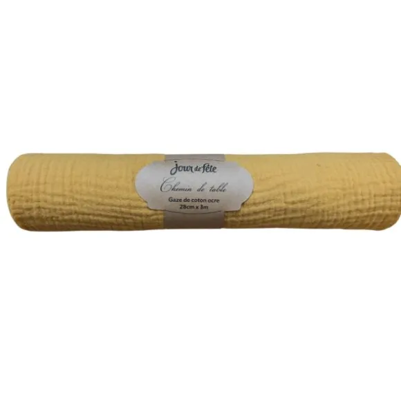 Chemin de table Gaze de Coton - 28 cm x 3 m - Couleur au choix