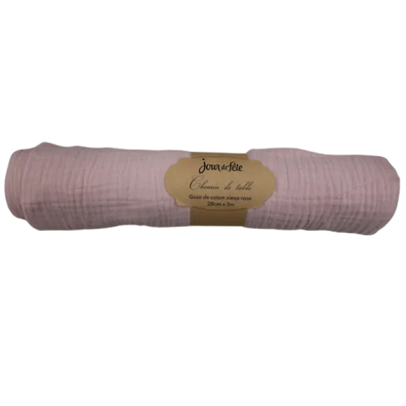 Chemin de table Gaze de Coton - 28 cm x 3 m - Couleur au choix