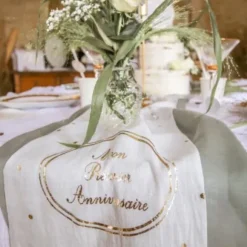 Chemin de Table Gaze de coton - Mon Premier Anniversaire
