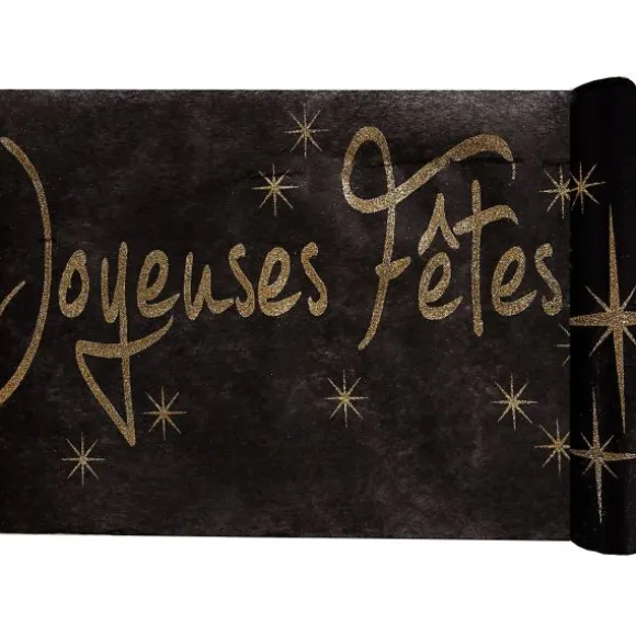 Chemin de Table "Joyeuses Fêtes" - Noir