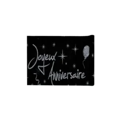 Chemin de table "Joyeux Anniversaire" - Argenté pailleté