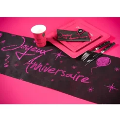 Chemin de Table "Joyeux Anniversaire" - Fuchsia