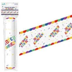 Chemin de table "Joyeux Anniversaire" en tissu - 5 m - Collection Récréation Multicolore