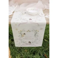 Chemin de table "Joyeux Anniversaire" en tissu - 28 cm x 3 m - Collection Fairy World