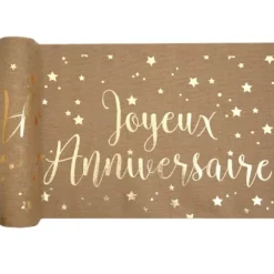 Chemin de table " Joyeux Anniversaire " - 3 m - Couleur Kraft