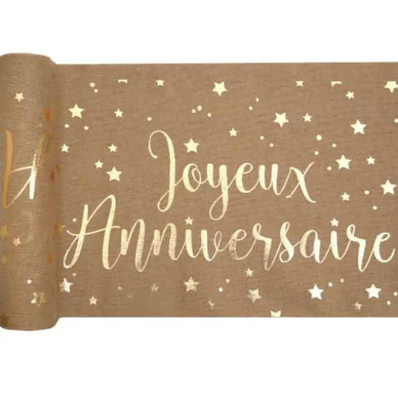 Chemin de table " Joyeux Anniversaire " - 3 m - Couleur Kraft