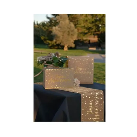 Chemin de table " Joyeux Anniversaire " - 3 m - Couleur Kraft