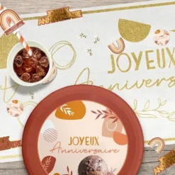 Chemin de table - Joyeux Anniversaire - Collection Terracotta