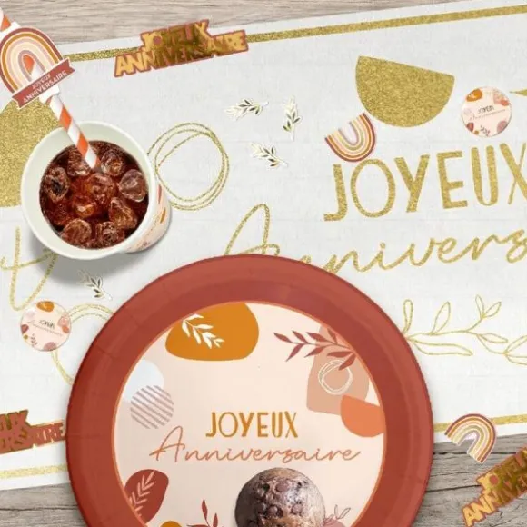 Chemin de table - Joyeux Anniversaire - Collection Terracotta