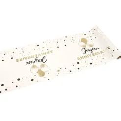 Chemin de table "Joyeux Anniversaire" en toile - 28 cm x 3 m - Collection Splendid