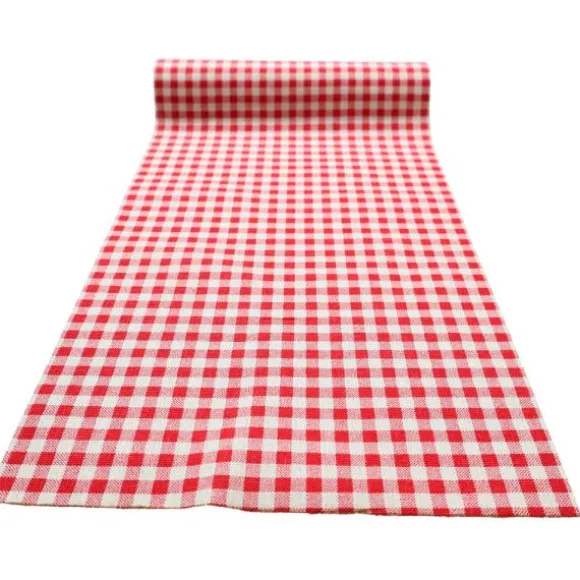 Chemin de table à motifs vichy en toile à effet lin - 28 cm x 5 m