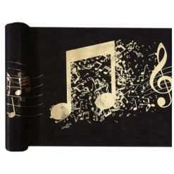 Chemin de Table Musique - Or & Noir - 5 mètres