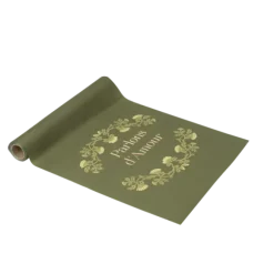 Chemin de table "Parlons d'Amour" en tissu - 28 cm x 5 m - Collection Botanica Verde