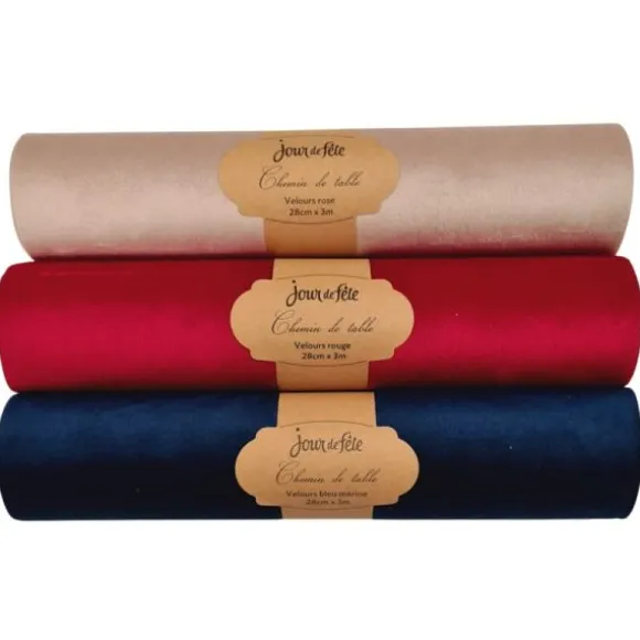 Chemin de table Velours - 28 cm x 3 m - Couleur au choix